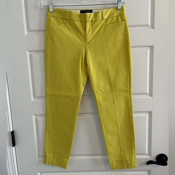 Banana Republic Sloan Crop Ankle Length Pants Slacks in Lively Chartreuse New 2 - Picture 1 of 15